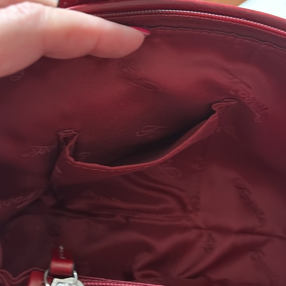 Vintage Fossil deep Red Leather satchel Handbag purse zippered / inside pockets - Picture 10 of 16